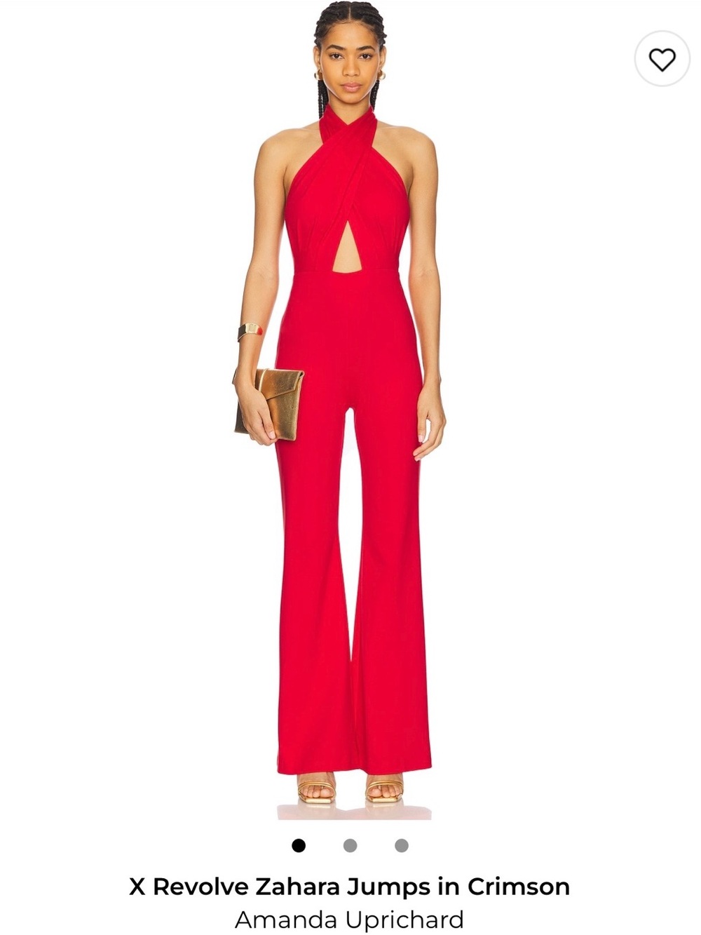 Amanda Uprichard Crimson Halter Crossover Jumpsuit